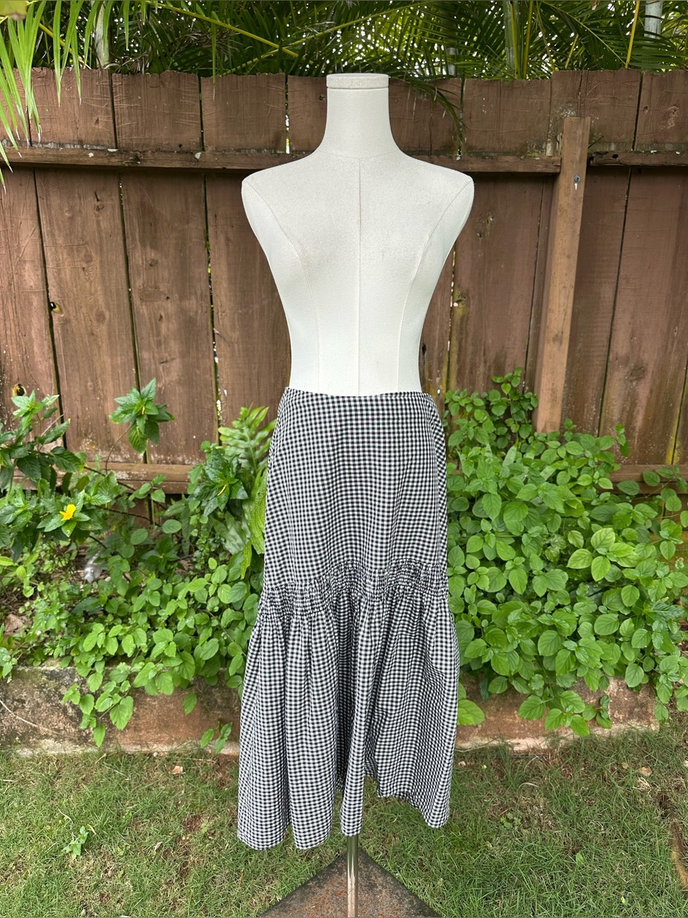 Veronika Maine Black & White Gingham Print Skirt Size EU 10